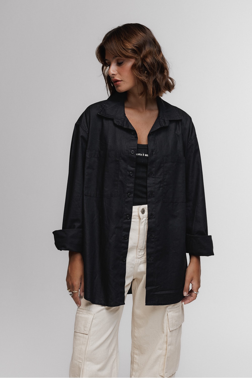 Camisa Oversized Dimensione Preto
