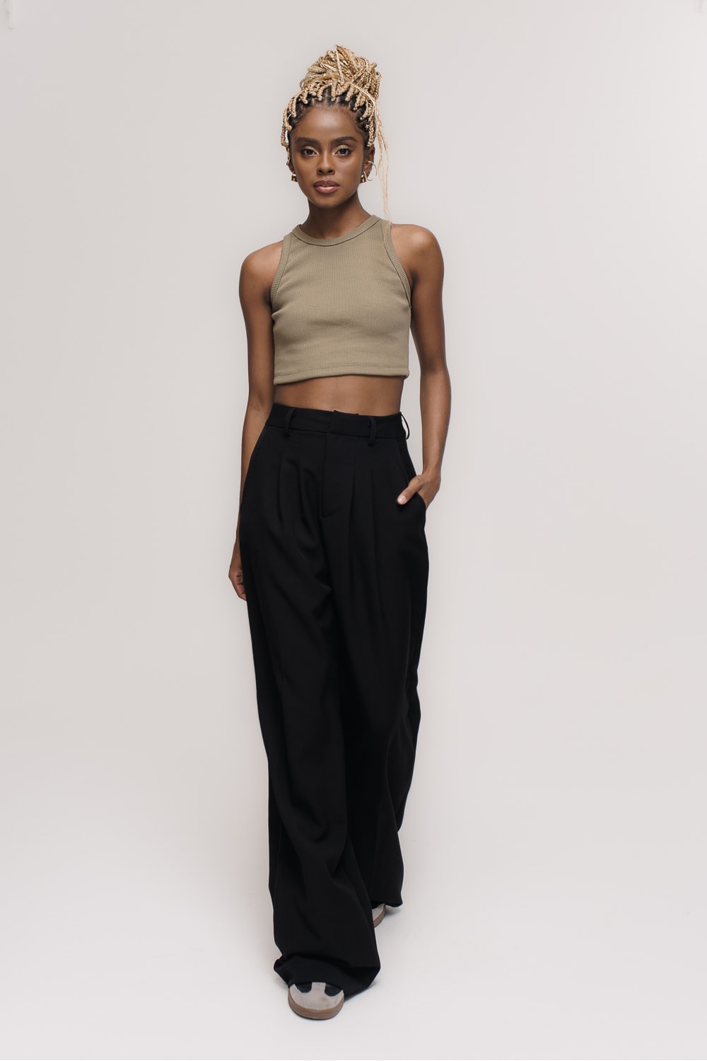 Cropped Canelado Cotone Green Cor:verde escuro;Tamanho:G